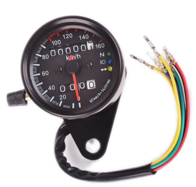 Compteur vitesse noir VINTAGE 0-160km/h BRAZOLINE