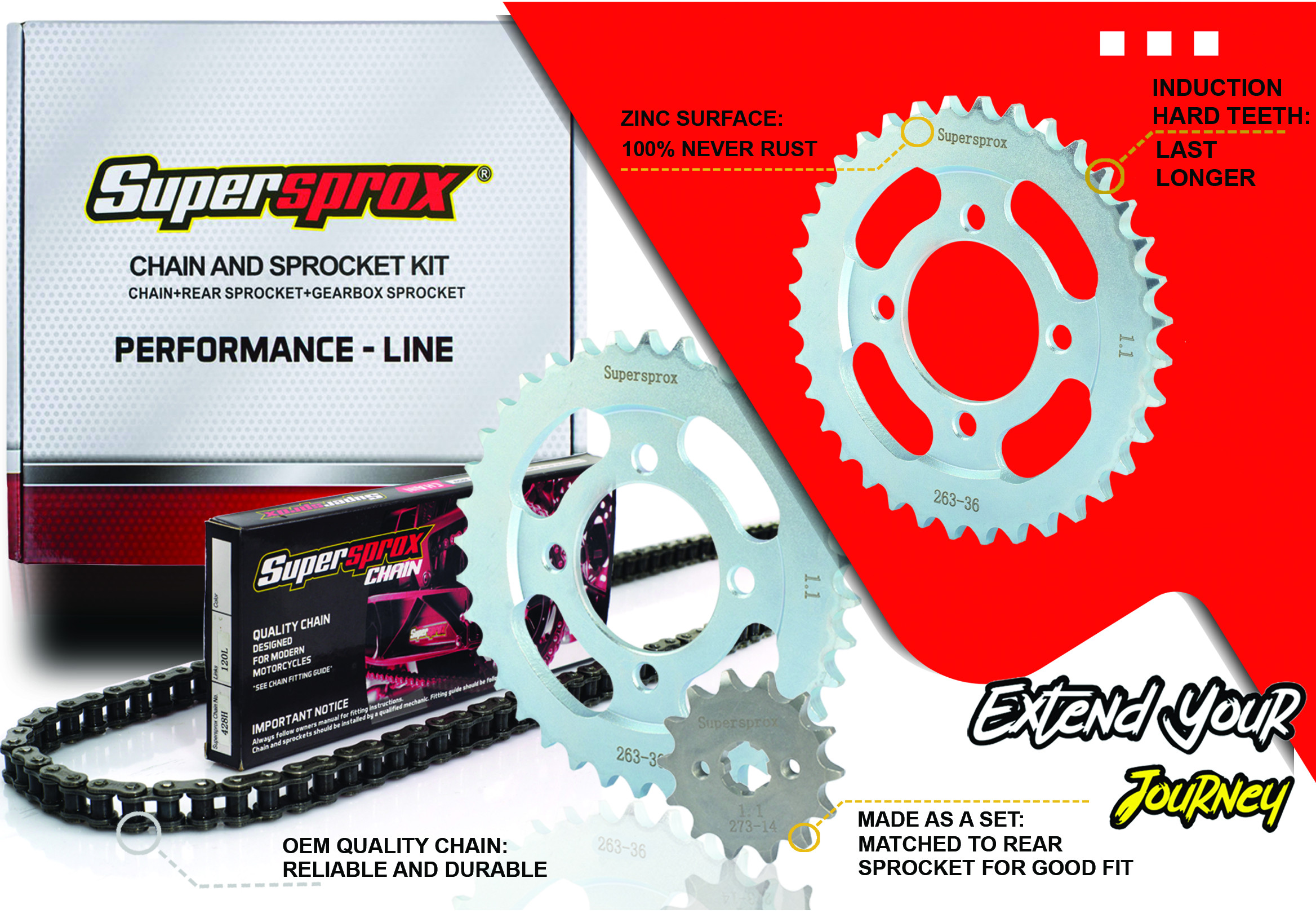 KIT CHAINE APRILIA DERBI GILERA Extrem 50-Xrace (2006-2024) ADAPTABLE ORIGINE Perf. Line SUPERSPROX