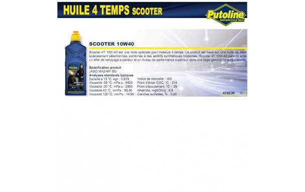 HUILE MOTEUR 4T  SCOOTER 4T 10W40 SYNTHETIQUE (1L) PUTOLINE 70321